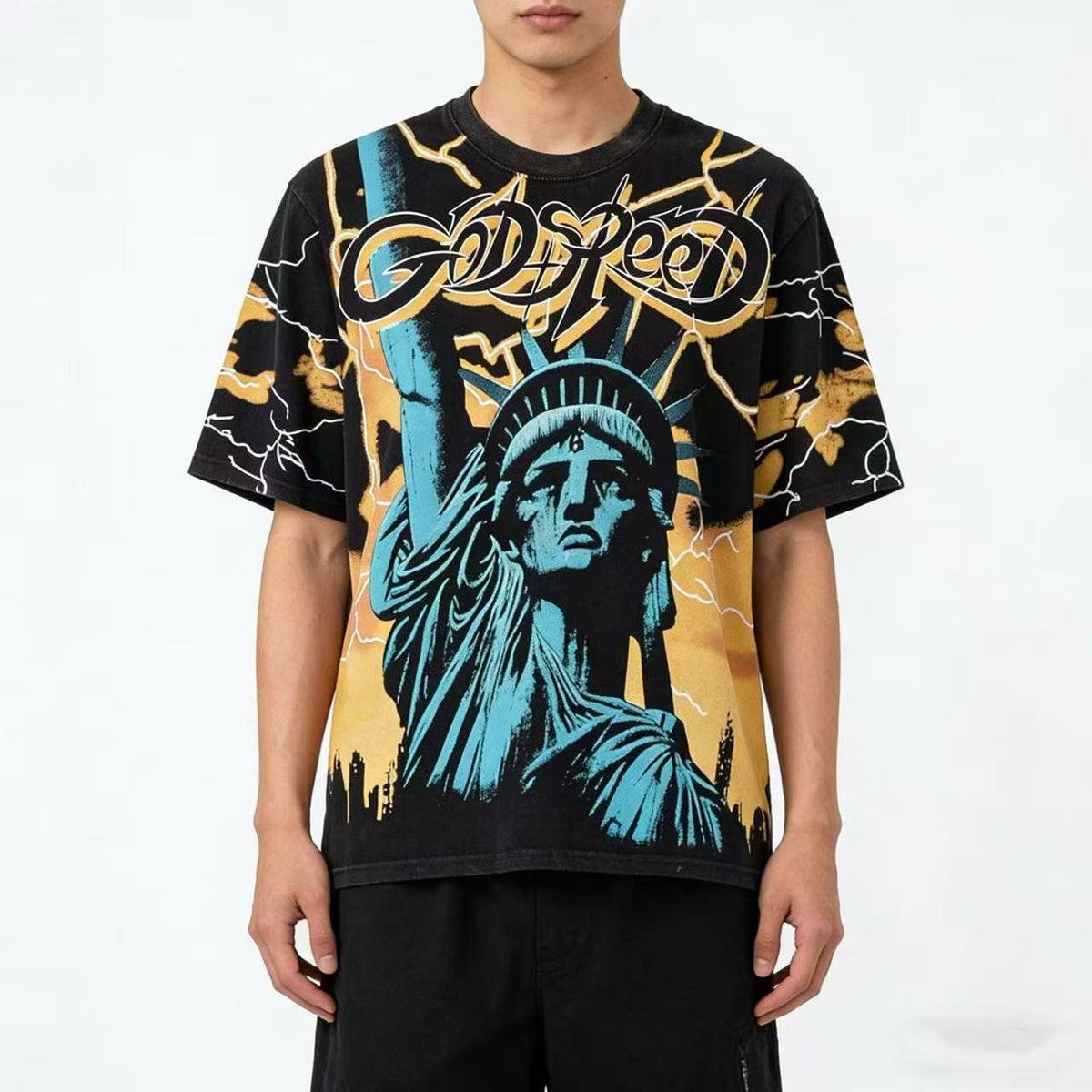 Godspeed Statue of Liberty Graphic T-Shirt — front